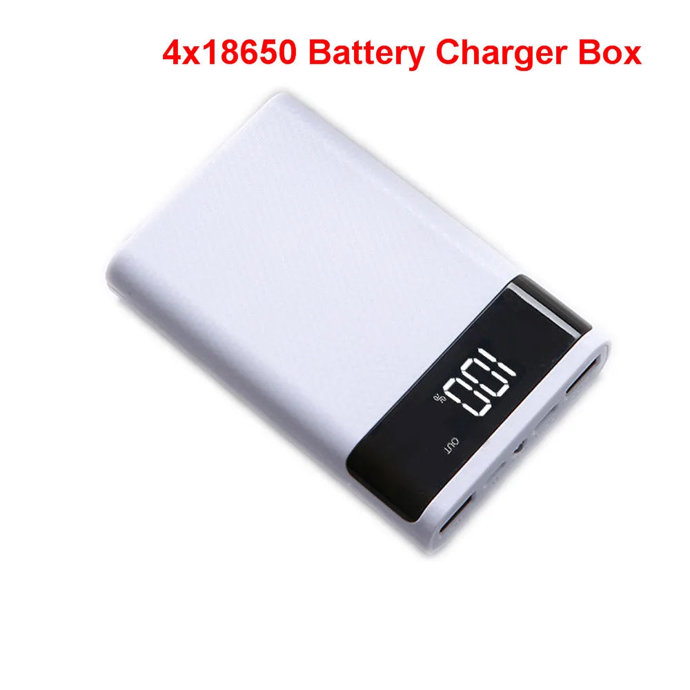 Dual USB Micro USB Type C Power Bank Shell DC 5V DIY 6*18650 Case Battery Charge Storage Box LED Display Flashlight