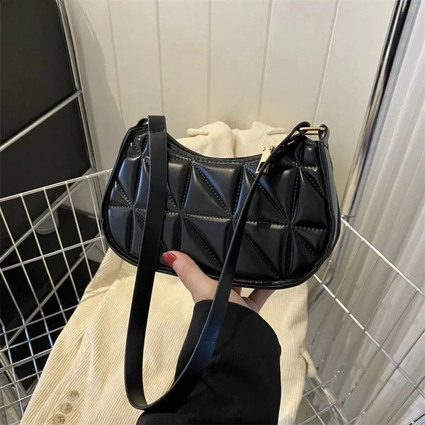 New Retro Casual Women's Handbag Shoulder Bag with Niche Design Fashionable and Trendy Solid Color Leather Crossbody Bag