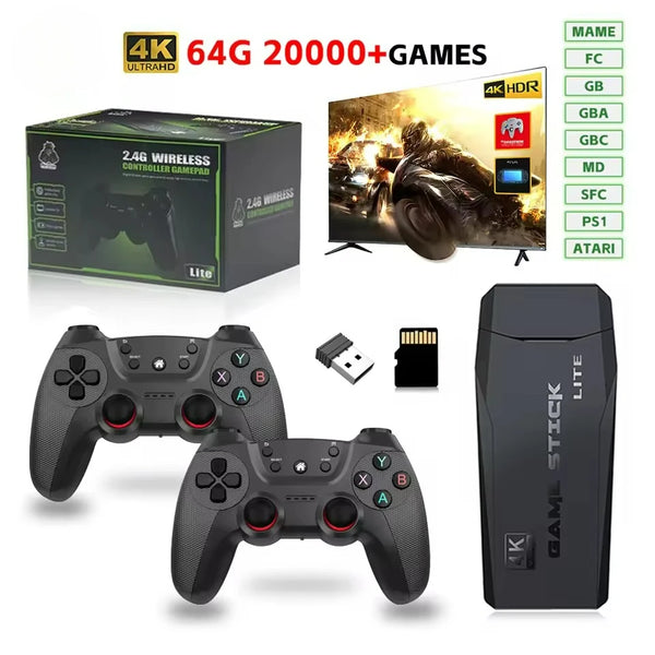 M8 Game Console Built-in 20000 + 64GB Two-person Wireless Controller 2.4G Stick 4K HD PS1 GBA Video Children's Christmas Gift