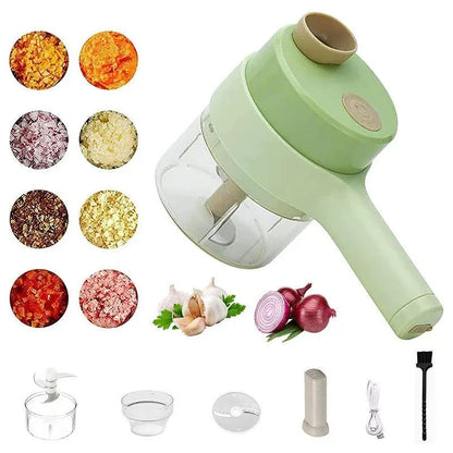 4 in 1 Electric Vegetable Cutter Handheld Garlic Crusher Set For Pepper Chili Onion Ginger Meat With Brush Kitchen Tools