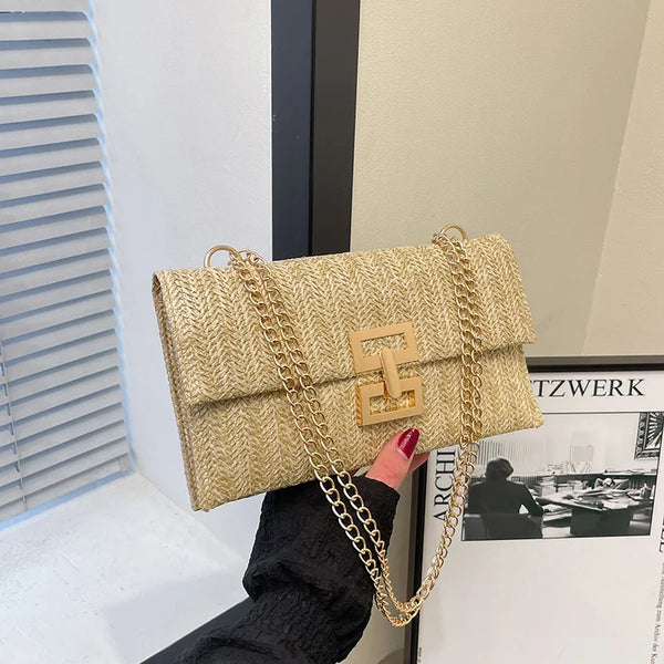 Grass Woven WOMEN'S Handbag, Mobile Wallet, Summer Beach Bohemian Style Handbag, Woven Wallet, Essential for Girls on Vacation