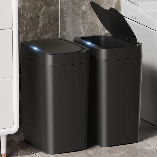 2 Pack 2.7 Gal Bathroom Trash Can with Lid, Automatic Trash Can Small Smart Garbage Can Touchless, Slim Motion Sensor Waterproof