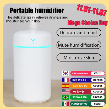 420ml Air Humidifier Portable USB Aroma Oil Diffuser with Colorful Light Cool Mist Sprayer For Bedroom Home Office Car Purifier