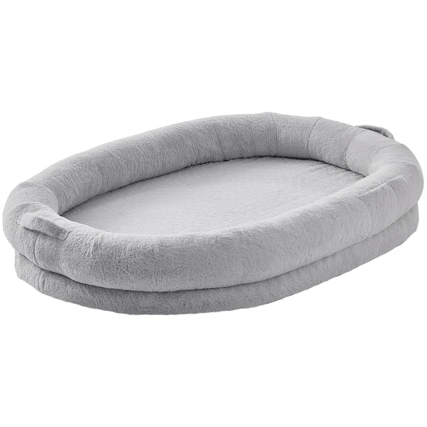 VEVOR Human Dog Bed Human Dog Bed for Adult Human Size Dog Bed with Washable Faux Rabbit Fur Cover Egg Orthopedic Foam Grey
