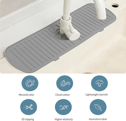 Kitchen Faucet Splash Pad Silicone Sink Faucet Splash Guard Mat Sponge Drain Pad Countertop Protector for Kitchen Bath Gadgets