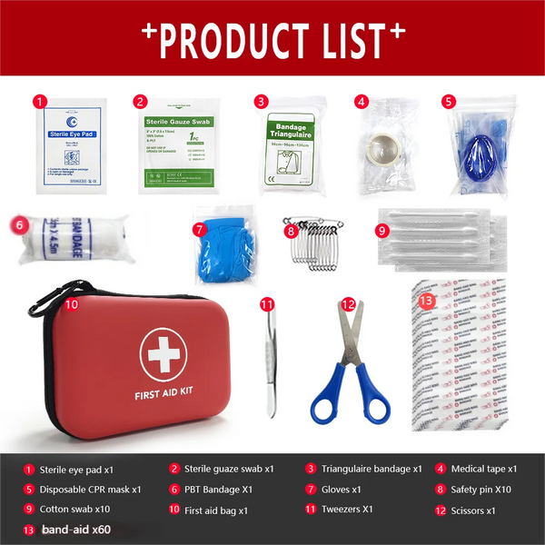 90pcs Portable Emergency Medical First Aid Bag Kit For Household Outdoor Travel Camping Equipment Medicine Survival