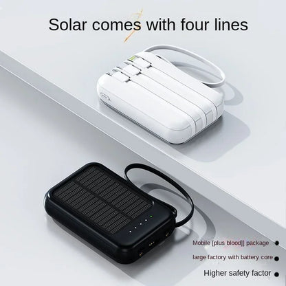 Comes with A 4-wire Solar Power Bank, 10000mAh Compact, Portable, High-capacity, Universal Fast Charging Mobile Power Bank