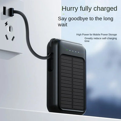 Comes with A 4-wire Solar Power Bank, 10000mAh Compact, Portable, High-capacity, Universal Fast Charging Mobile Power Bank