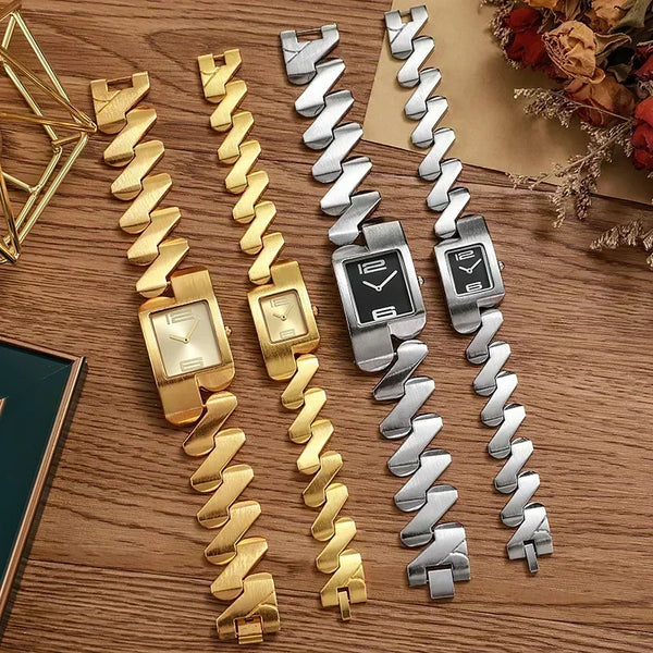 E067-elegant Gold Classic Square Couple Quartz Bracelet Watch Unisex business watches in two colors suitable for couples
