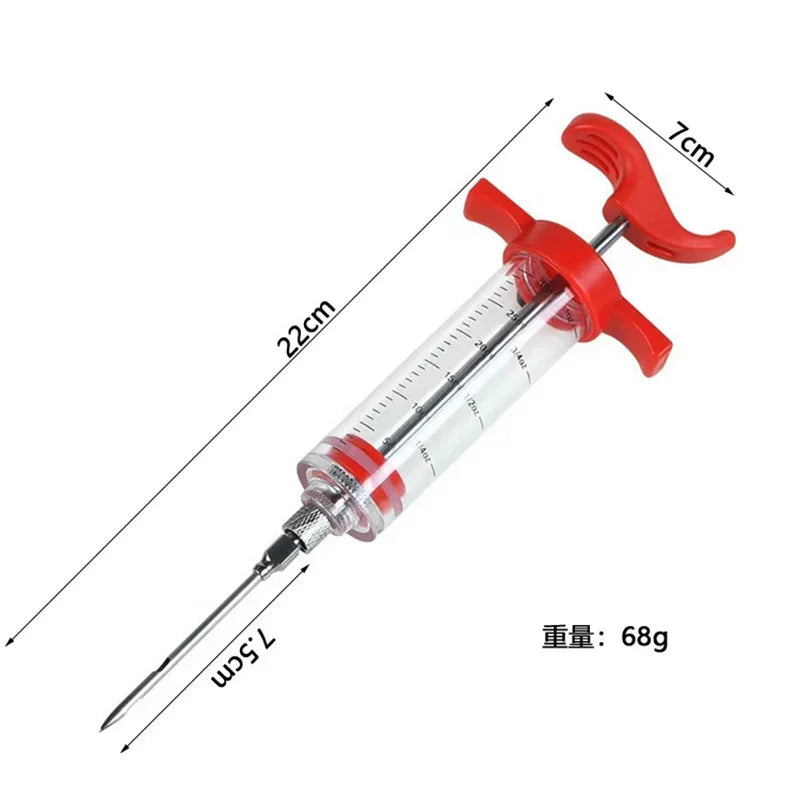 30ml Food Grade PP Stainless Steel Needles Spice Syringe Set BBQ Meat Flavor Injector Kithen Sauce Marinade Syringe Accessory