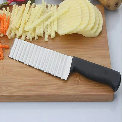 Crinkle Wavy Slicer Knife Stainless Steel Potato Chip Slicer Dough Vegetable Fruit Potato Cutter Chopper French Kitchen Tools