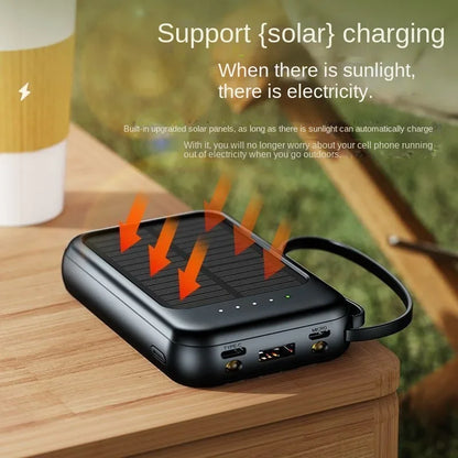 Comes with A 4-wire Solar Power Bank, 10000mAh Compact, Portable, High-capacity, Universal Fast Charging Mobile Power Bank